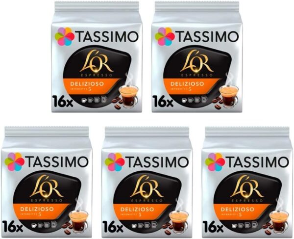 Tassimo L'OR Espresso Delizioso Coffee Pods x16 (Pack of 5, Total 80 Drinks) - Image 2