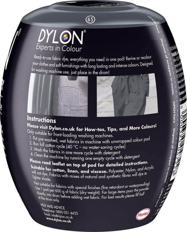 DYLON Washing Machine Fabric Dye Pod for Clothes & Soft Furnishings, Smoke Grey, 350 g (Pack of 2) - Image 3