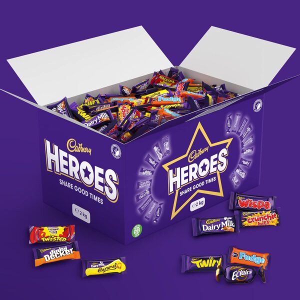 Cadbury Heroes Chocolate Bulk Sharing Box 2kg Christmas, Milk Chocolates Individually Wrapped - Image 3